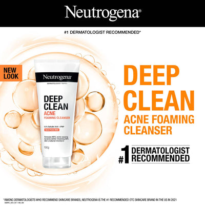 Neutrogena Deep Clean Acne Foaming Cleanser – 40g | Salicylic Acid Face Wash for Acne-Prone Skin
