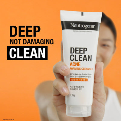 Neutrogena Deep Clean Acne Foaming Cleanser – 40g | Salicylic Acid Face Wash for Acne-Prone Skin