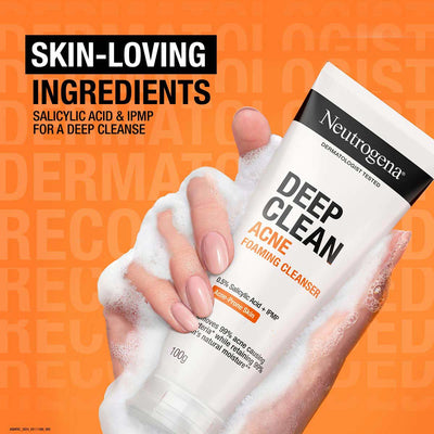Neutrogena Deep Clean Acne Foaming Cleanser – 40g | Salicylic Acid Face Wash for Acne-Prone Skin
