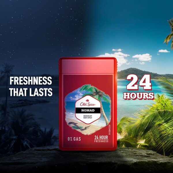 Old Spice Nomad Deodorant Body Spray – 24-Hour Freshness, 0% Gas
